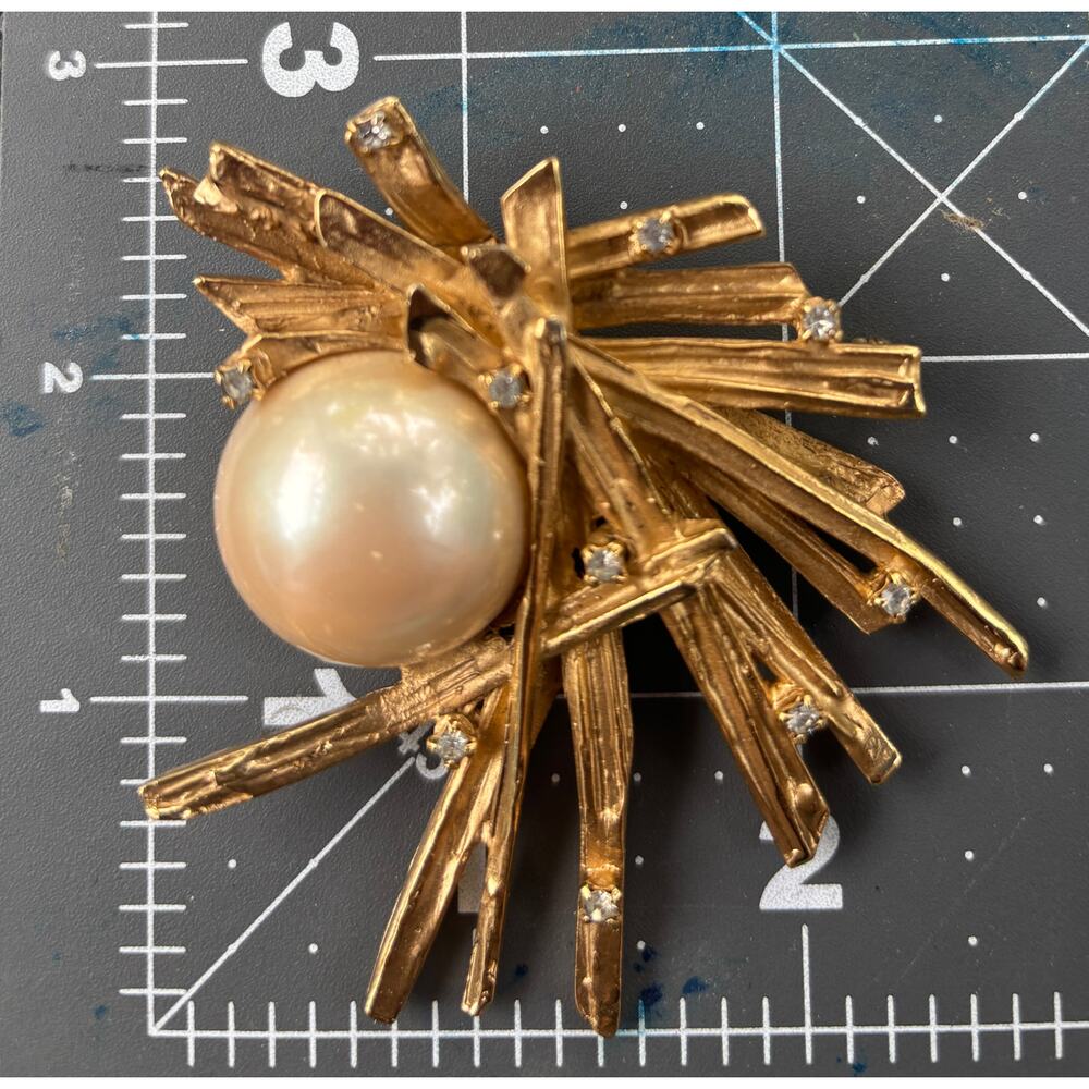 Erwin Pearl Abstract Rhinestone Statement Brooch - Picture 4 of 4